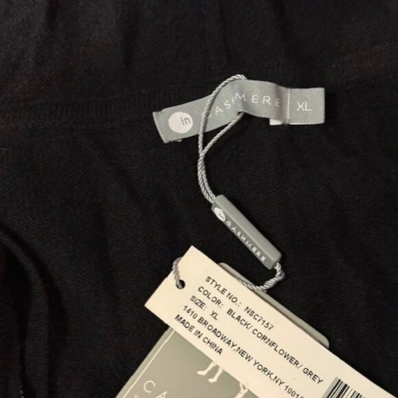 ZIP UP STAR CASHMERE SWEATER HOODIE BLACK/CORNFLOWER - Picture 15 of 16